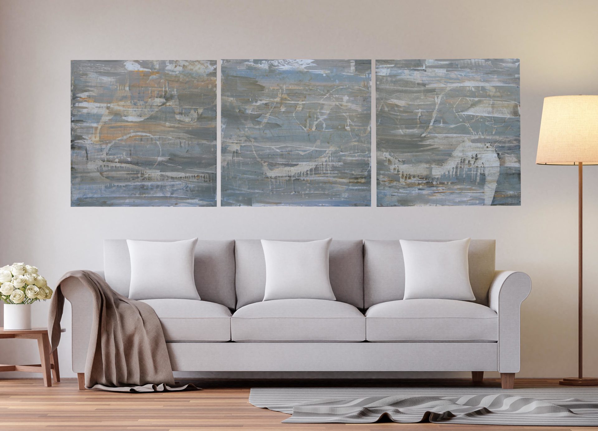 Large 3m Abstract Art For Sale In Oxford grey and white and beige colours