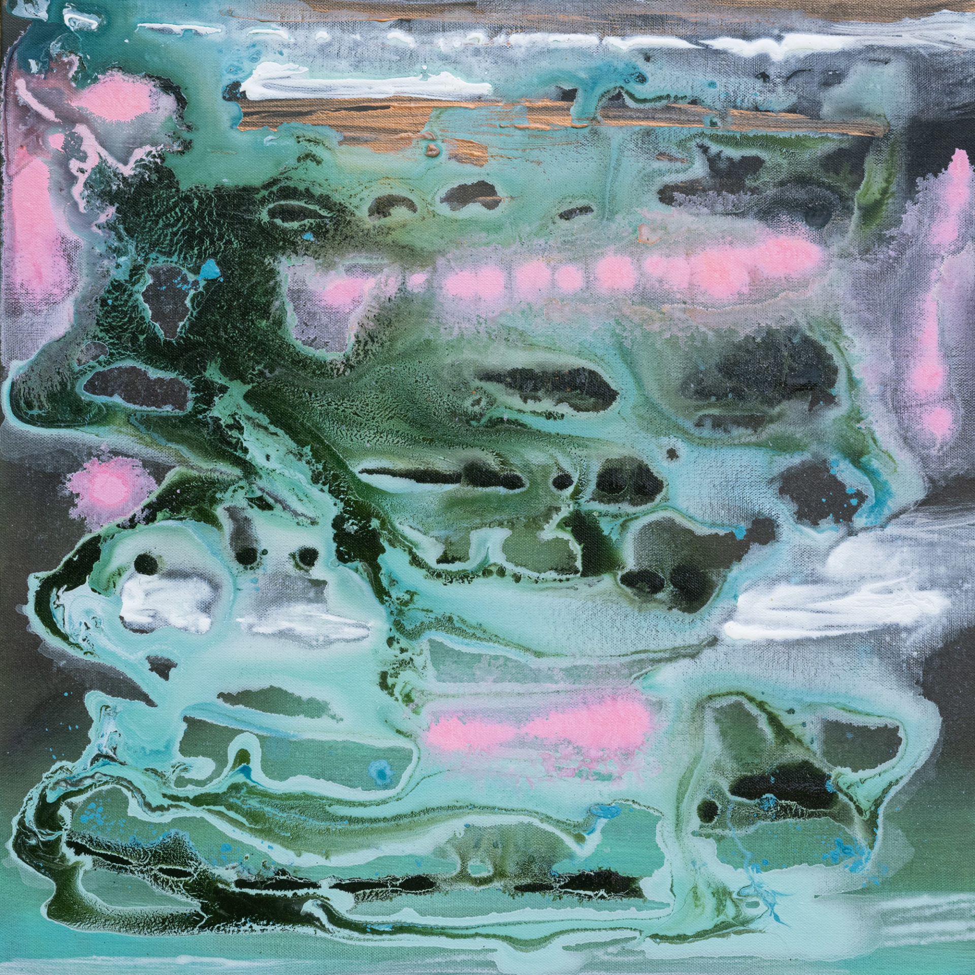 abstract art for sale UK vibrant greens and pink contemporary