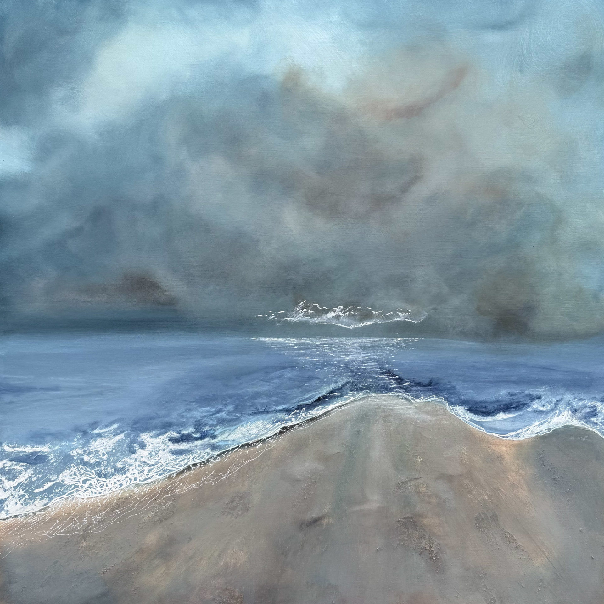 painting of the beah and sea for sale UK artist contemporary painting modern interior
